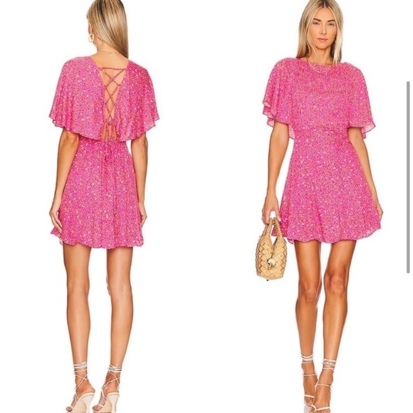 Free People Florence Floral Mini Dress Femme Pink Combo - Picture 3 of 7